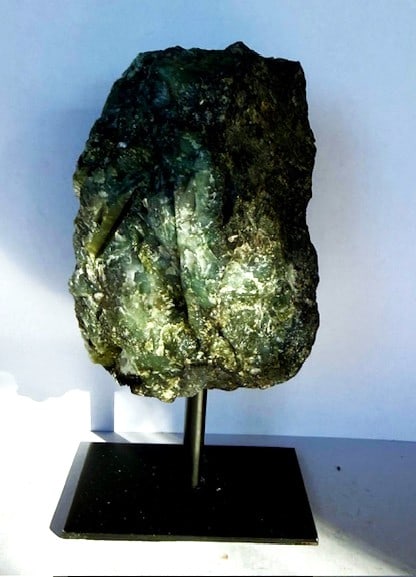 Natural Freeform Emerald Rough Cut on Stand - 3