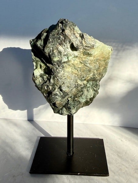 Natural Freeform Emerald Rough Cut on Stand - 2