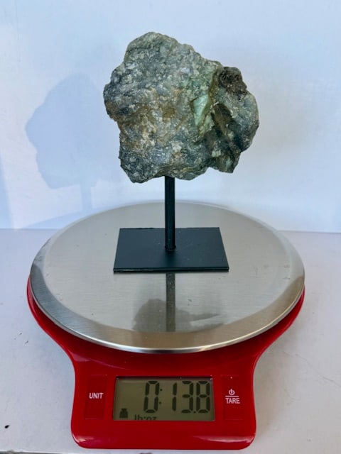 Natural Freeform Rough Cut Emerald on Stand - 2