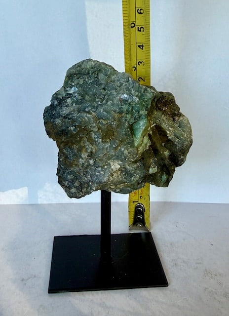 Natural Freeform Rough Cut Emerald on Stand - 5