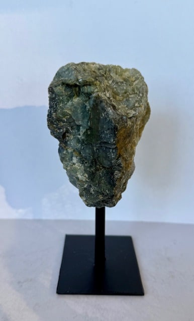 Natural Freeform Rough Cut Emerald on Stand - 7