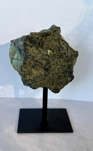 Natural Freeform Emerald Rough Cut on Stand - 4