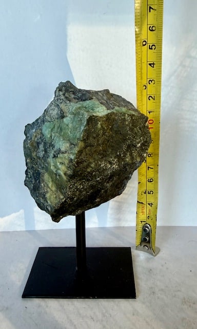 Natural Freeform Emerald Rough Cut on Stand - 7
