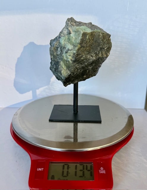 Natural Freeform Emerald Rough Cut on Stand - 8