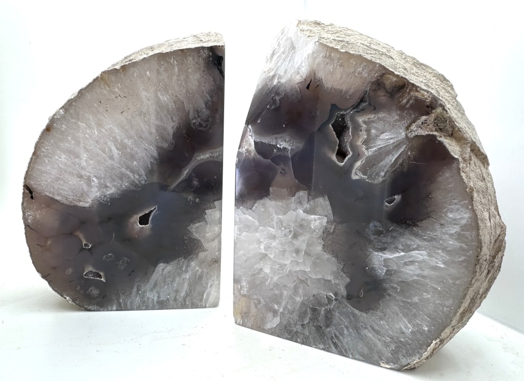 ~WOW~ Banded Agate Bookends w/ Geode Pockets (1 of 6)
