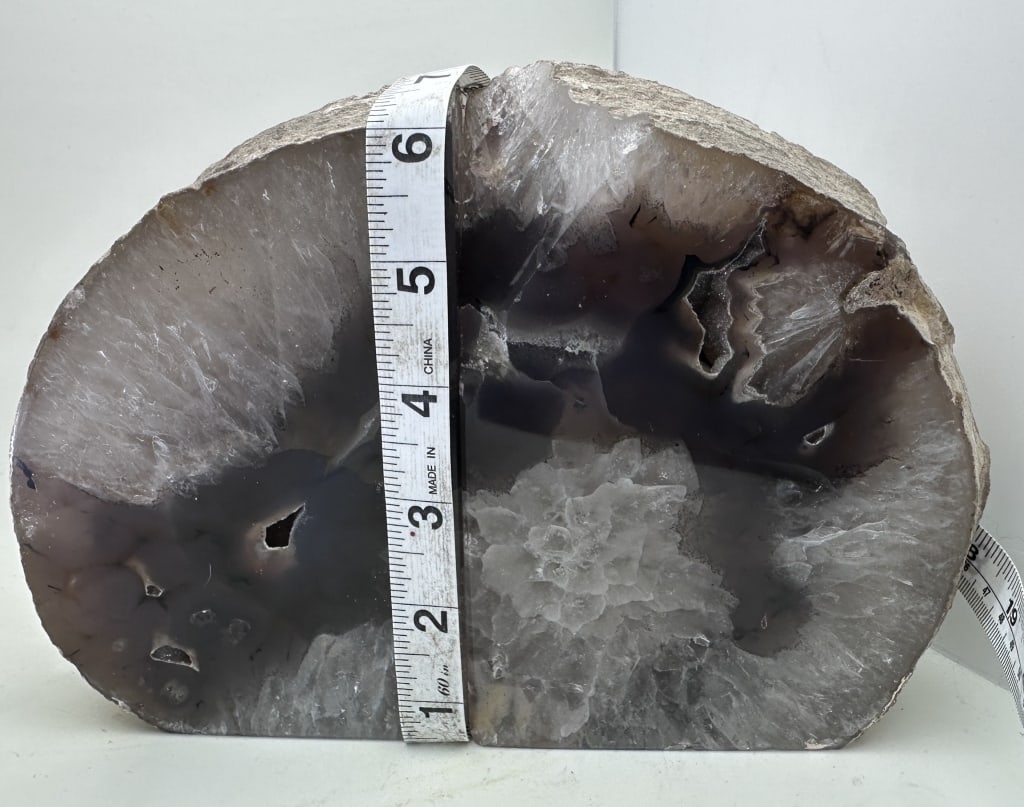 ~WOW~ Banded Agate Bookends w/ Geode Pockets - 5