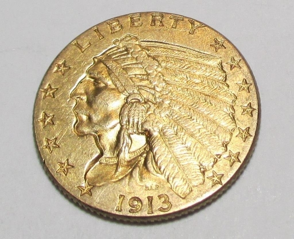 1913 $2.5 Gold Indian XF Grade: 1913 $2.5 Gold Indian XF Grade