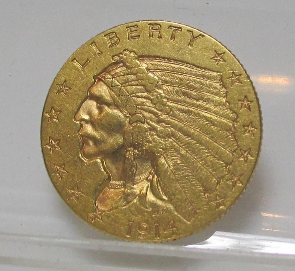 1914 D $2.5 Gold Indian XF Grade: 1914 D $2.5 Gold Indian XF Grade