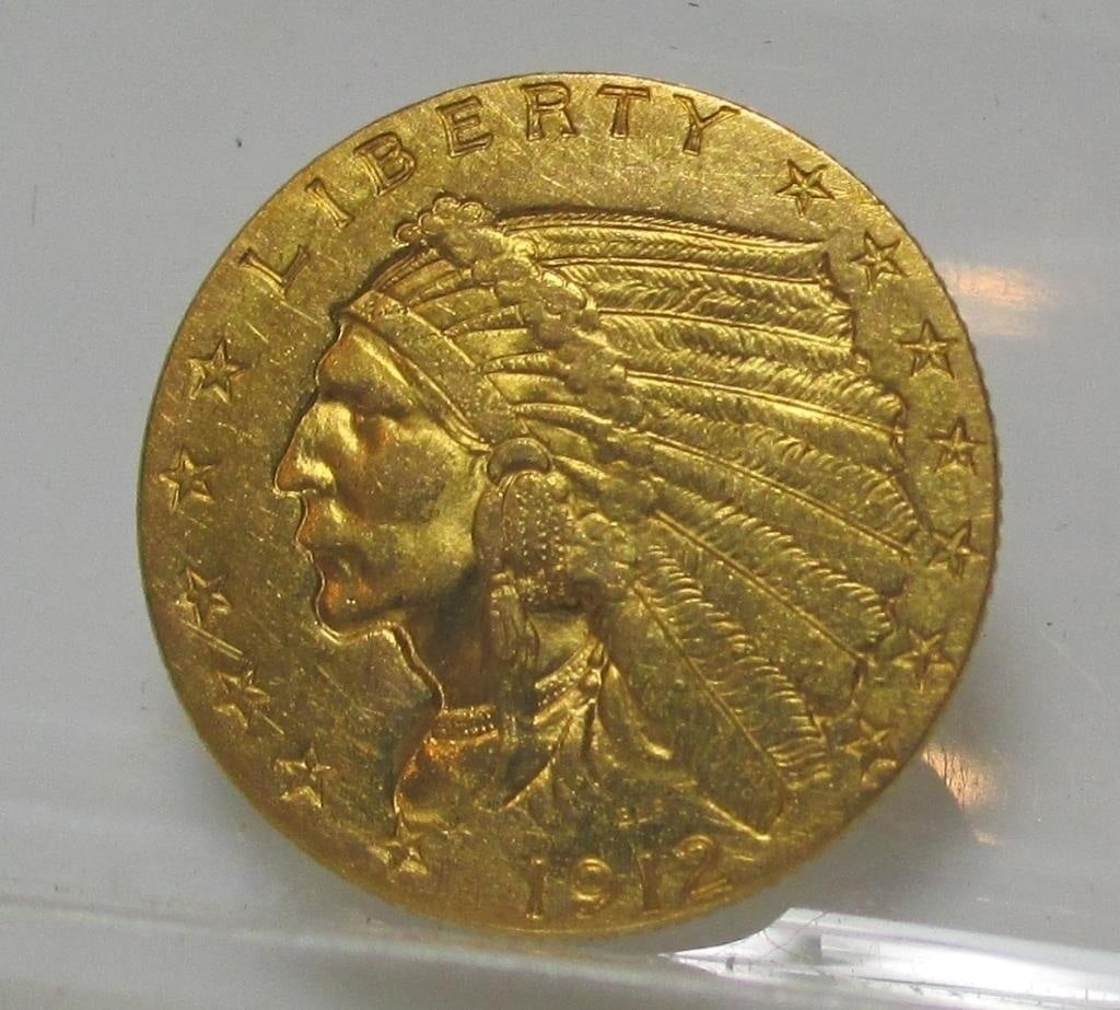 1912 $2.5 Gold Indian XF AU Grade: 1912 $2.5 Gold Indian XF AU Grade