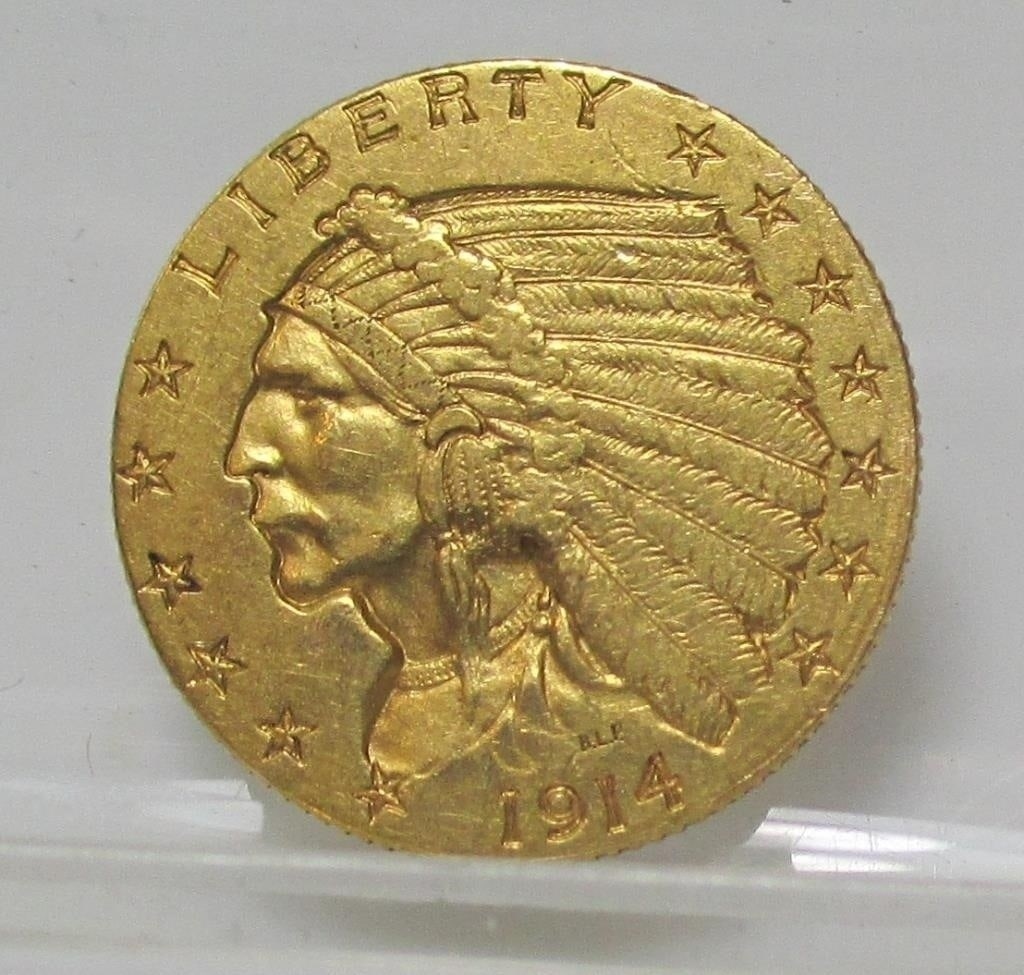 1914 D $2.5 Gold Indian XF Grade: 1914 D $2.5 Gold Indian XF Grade