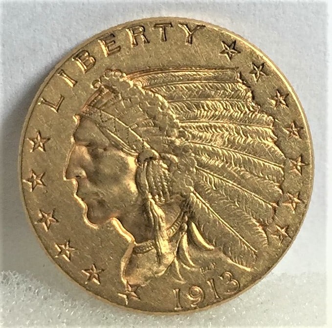 1913 $2.5 Gold Indian XF AU Grade (1 of 2)