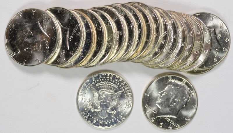 A Single 1964 BU Kennedy Half Dollar From Roll: Item will be ONE (1) from roll - 1964 BU Grade 90% Silver Half Dollar -