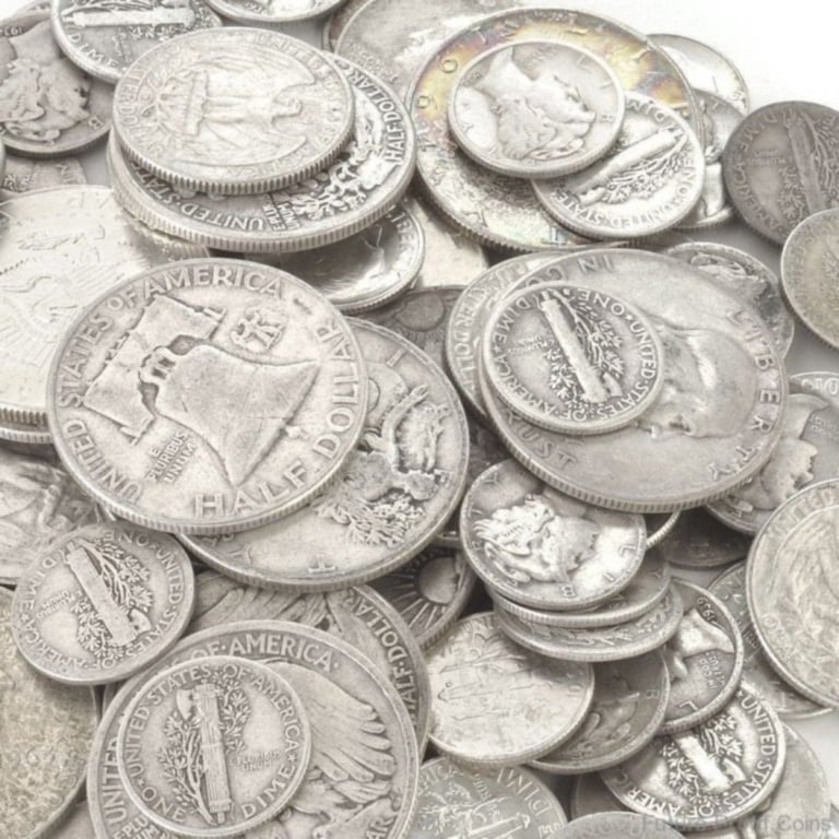 $5 Face Value 90% Silver: Items will be as described in title - The image for bulk items are stock images - Please review the entire terms and conditions prior to placing any bids. All terms apply -