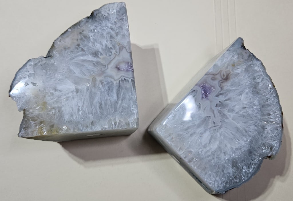 Agate Bookends w/Amethyst Druzy Geode Middle - 5
