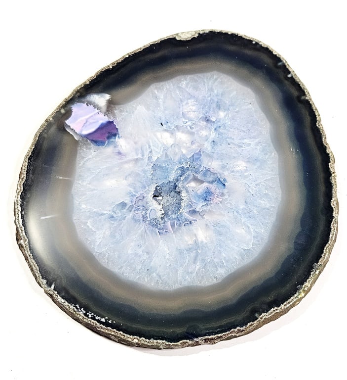 Blue Dyed Agate Slab w/ Geode Middle - 2