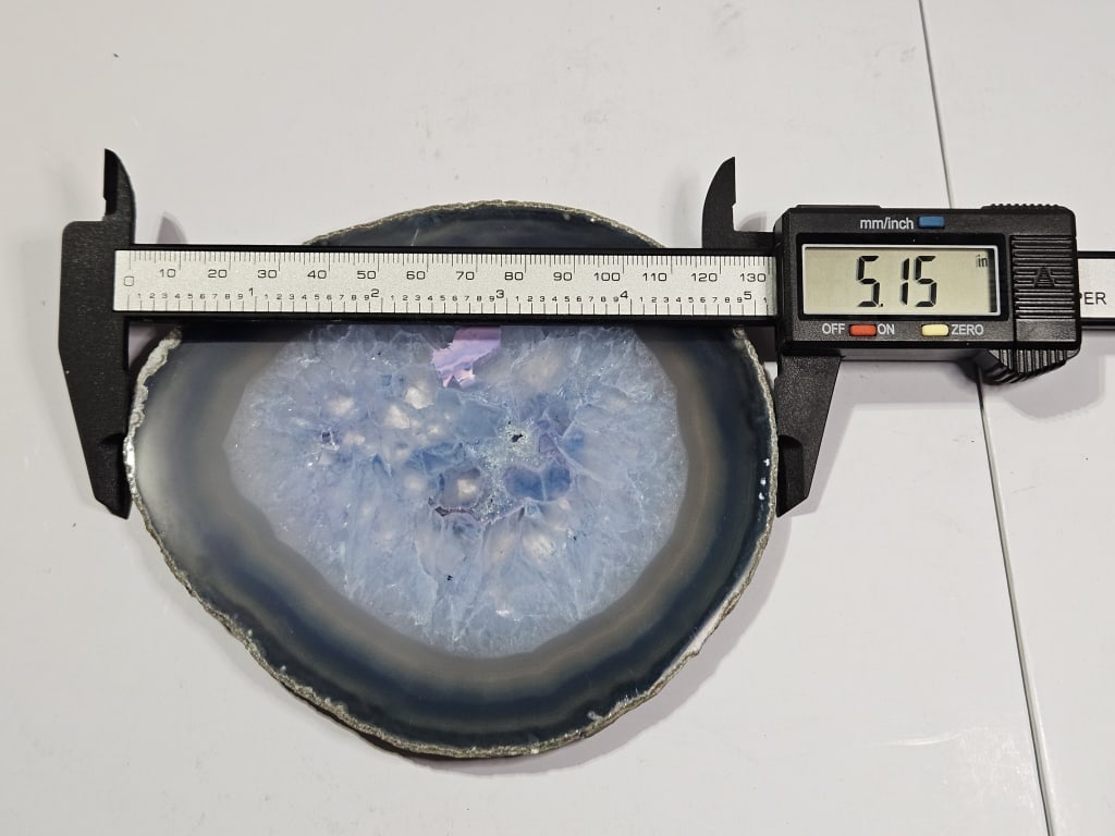 Blue Dyed Agate Slab w/ Geode Middle - 5