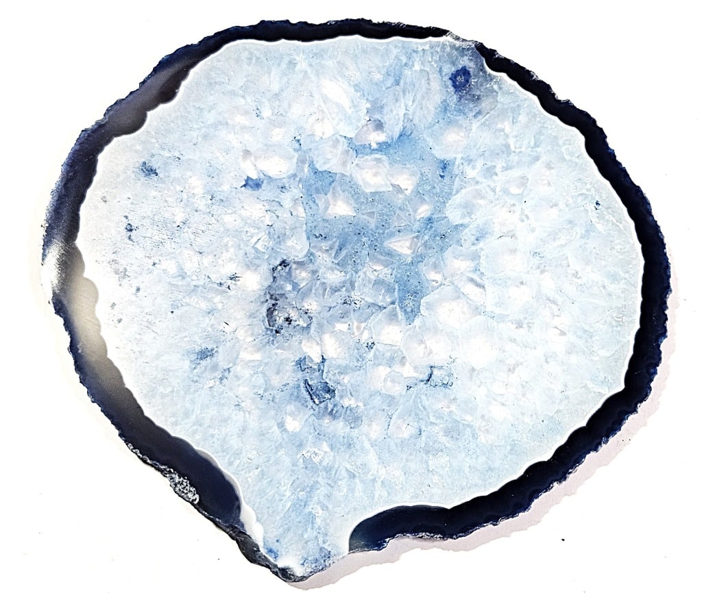 Blue Dyed Agate Slab - w/ Cyrstal Structures - 3