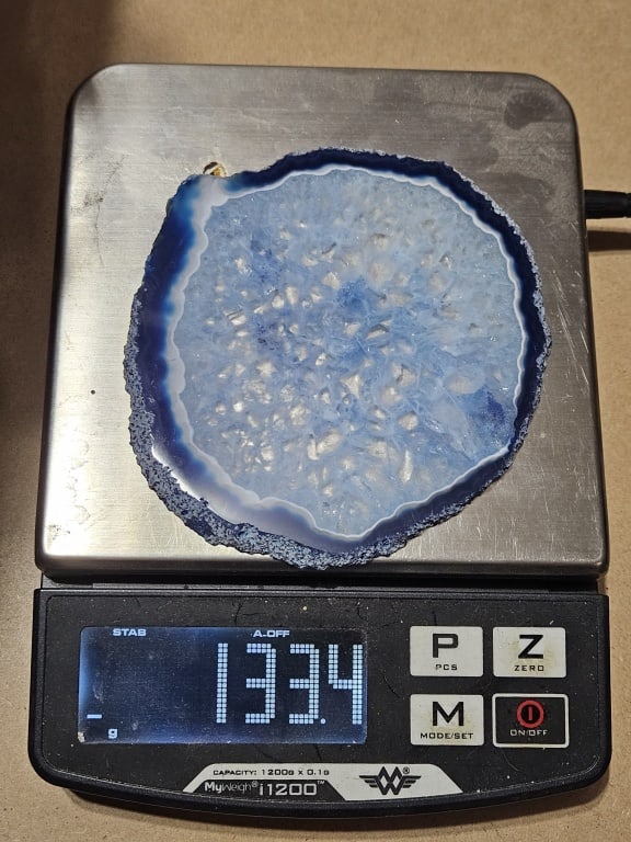 Blue Dyed Agate Slab - w/ Cyrstal Structures - 6