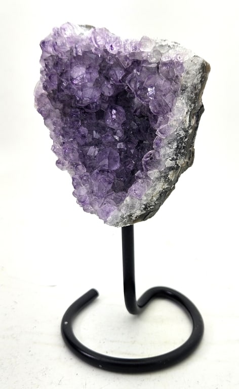 Natural Uruguay Amethyst Cluster On Stand: Item is the exact item in the image - Please review all terms and conditions prior to placing any bids - Bidder is responsible for all value grade dtermination - All sales final and any bid is an agre