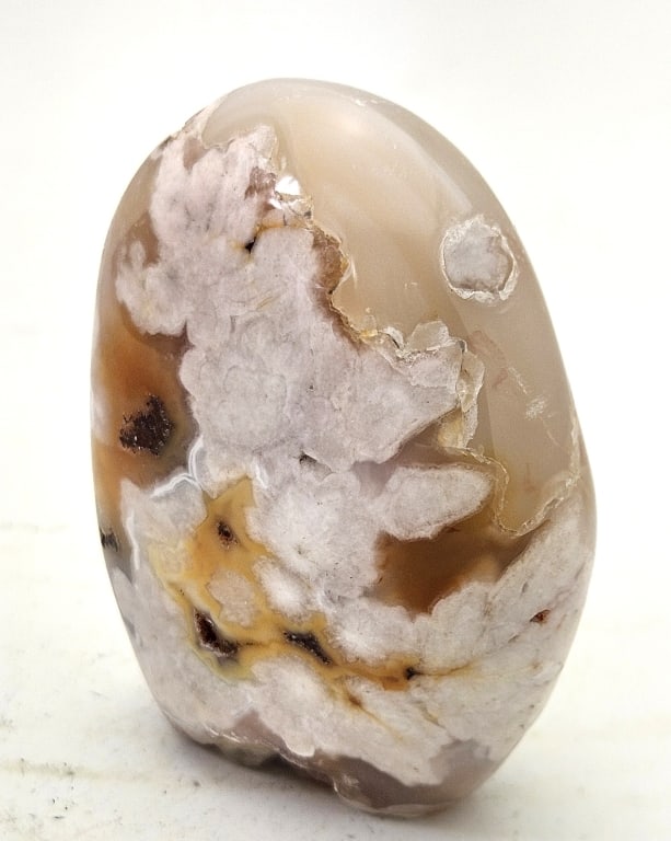 179.8 gram Natural Flower Agate Polished Stand Up: Item is the exact item in the image - Please review all terms and conditions prior to placing any bids - Bidder is responsible for all value grade dtermination - All sales final and any bid is an