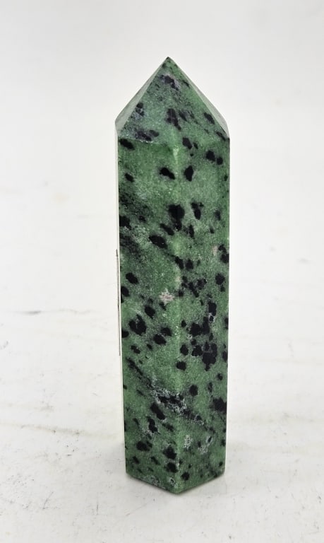 3.25 inch Natural Zoisite Polish Point Tower: Item is the exact item in the image - Please review all terms and conditions prior to placing any bids - Bidder is responsible for all value grade dtermination - All sales final and any bid is an agre