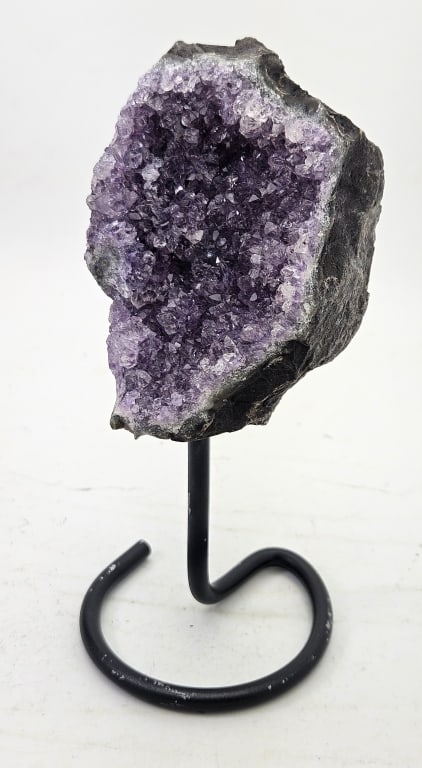 Uruguay Amethyst Cluster on Stand: Item is the exact item in the image - Please review all terms and conditions prior to placing any bids - Bidder is responsible for all value grade dtermination - All sales final and any bid is an agre