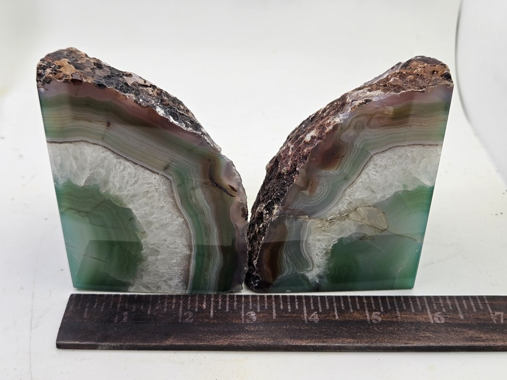 Natural Green Agate Bookend Set - 4