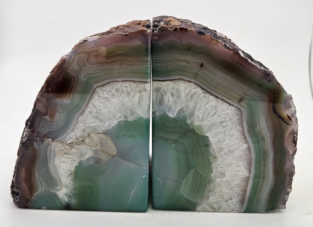 Natural Green Agate Bookend Set - 7
