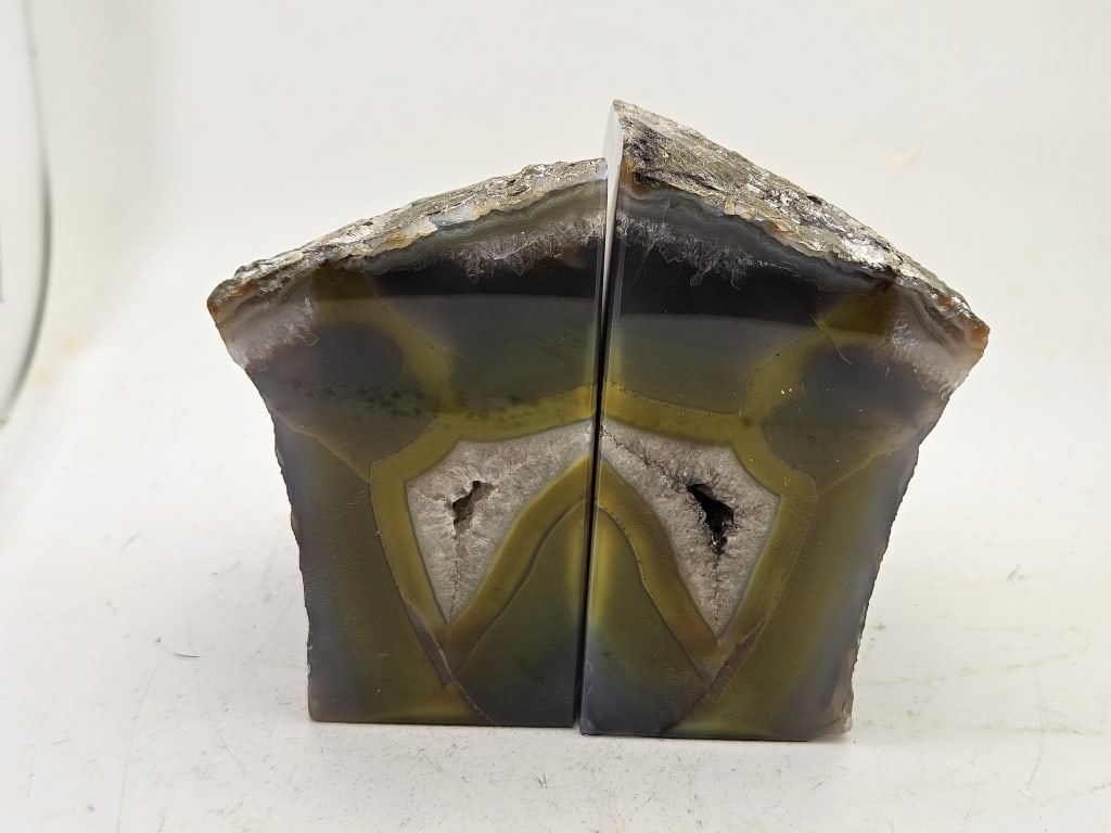 Banded Agate w/ Geode Pockets Book Ends - 2