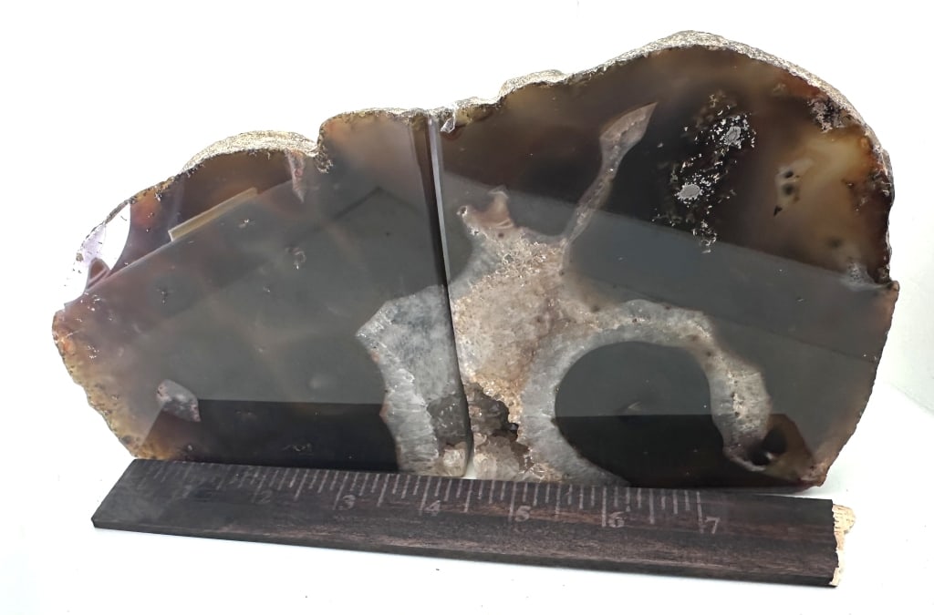 Natural Brown Agate Bookends w/Geode Corners - 6