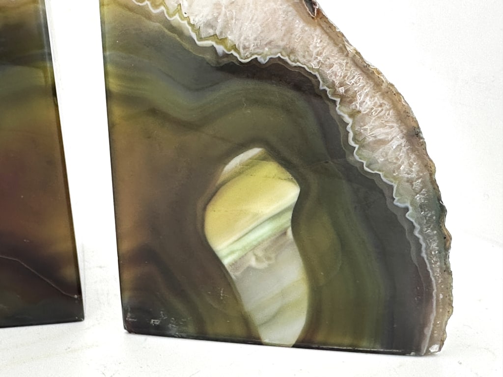Fine Banded Green Agate Bookends - 3