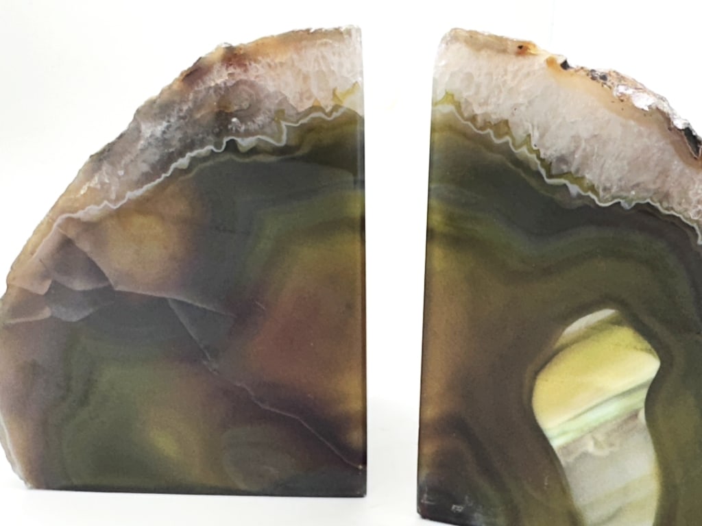 Fine Banded Green Agate Bookends - 4