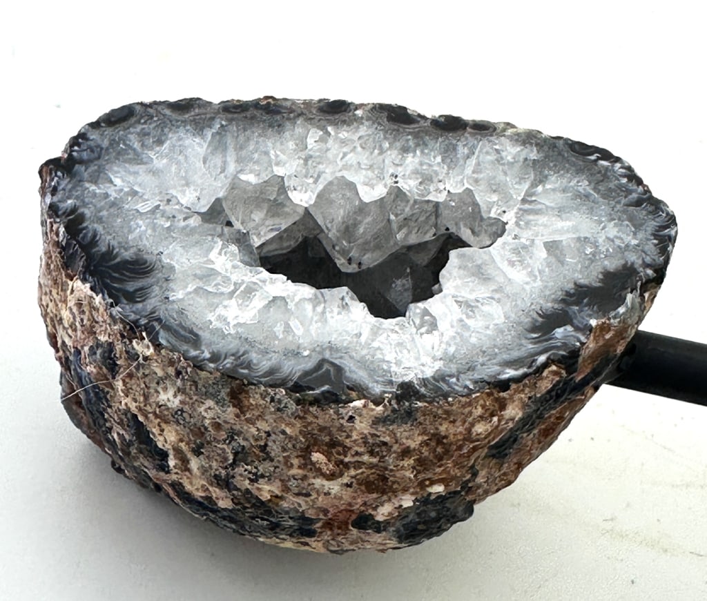 Fine Agate Geode w/ Deep Pocket on Stand - 3