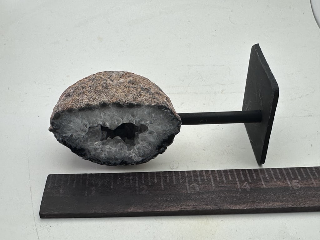 Fine Agate Geode w/ Deep Pocket on Stand - 4