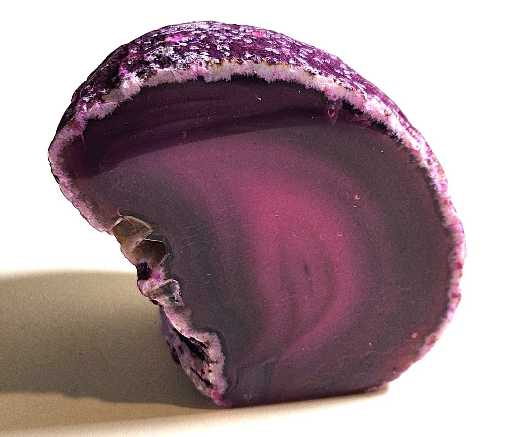 Magenta Dyed Agate Stand Up End Specimen: Item is the exact item in the image - Items have all natural features, characteristics, natural compositional degradation. Bidder is responsible for all value and grade determination - Please review a