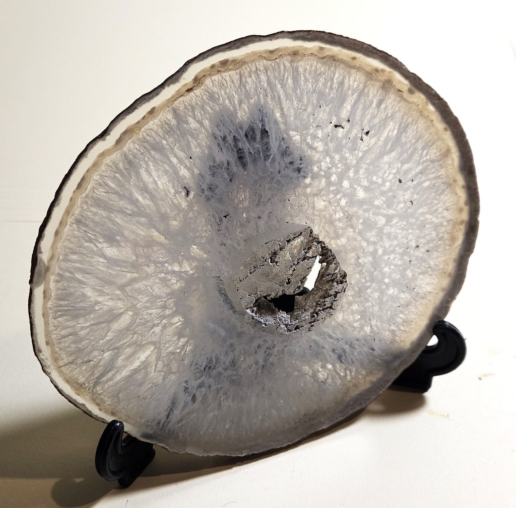 Natural Banded Agate Slab w/ Crystal Geode Center (1 of 4)