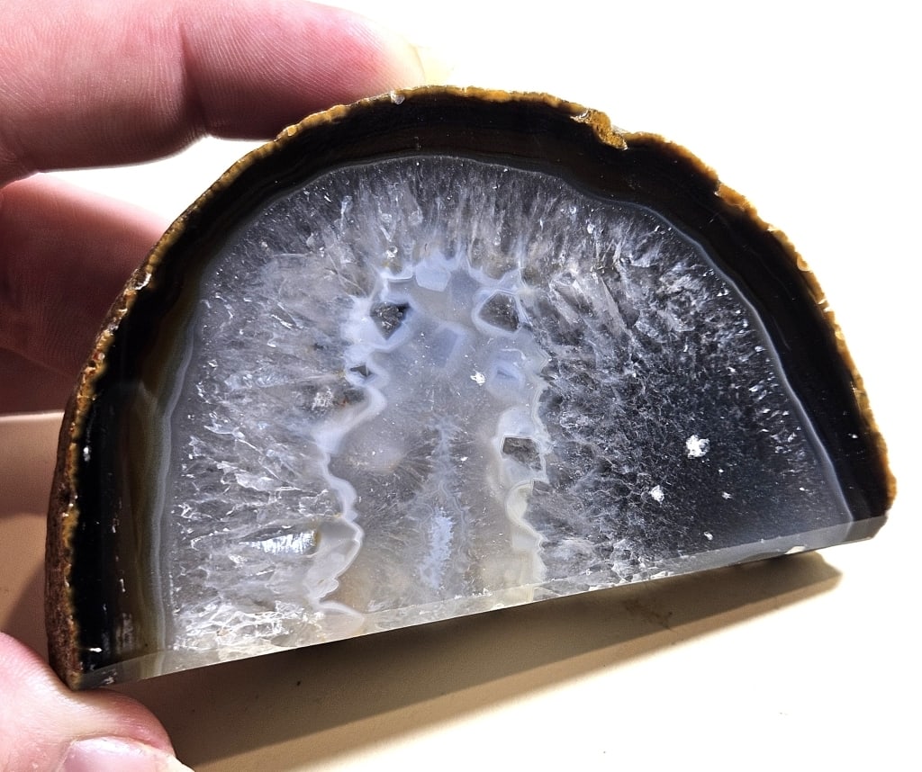 Natural Banded Agate Stand Up End - Specimen: Item is the exact item in the image - Items have all natural features, characteristics, natural compositional degradation. Bidder is responsible for all value and grade determination - Please review a