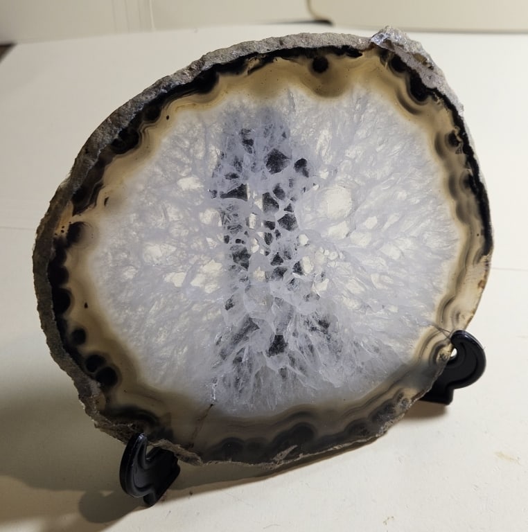 Natural Banded Agate Slab w/ Crystal Center (1 of 4)