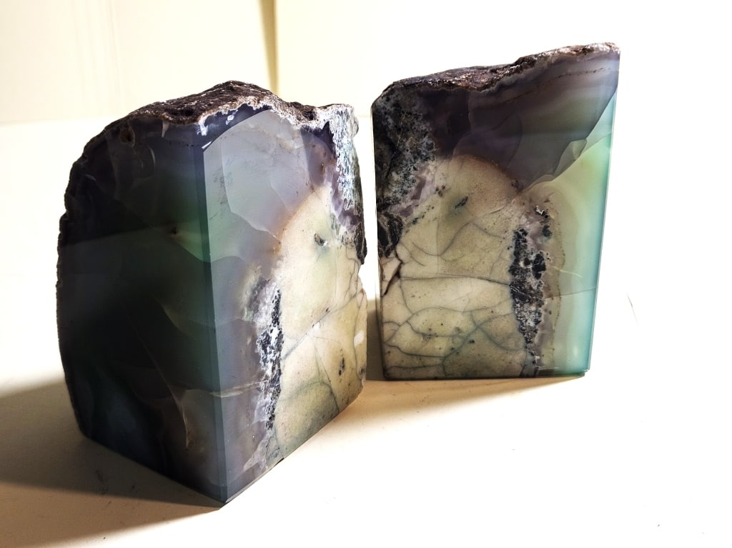 Nice Green Agate Bookend Pair - - 2