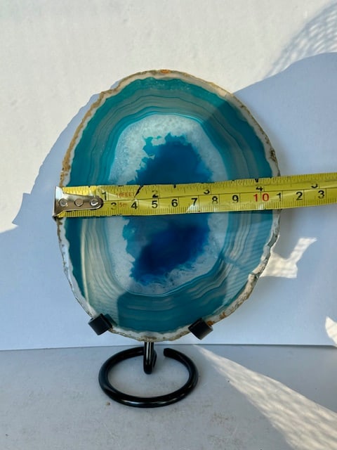 Dyed Teal Blue Agate Slab - 3