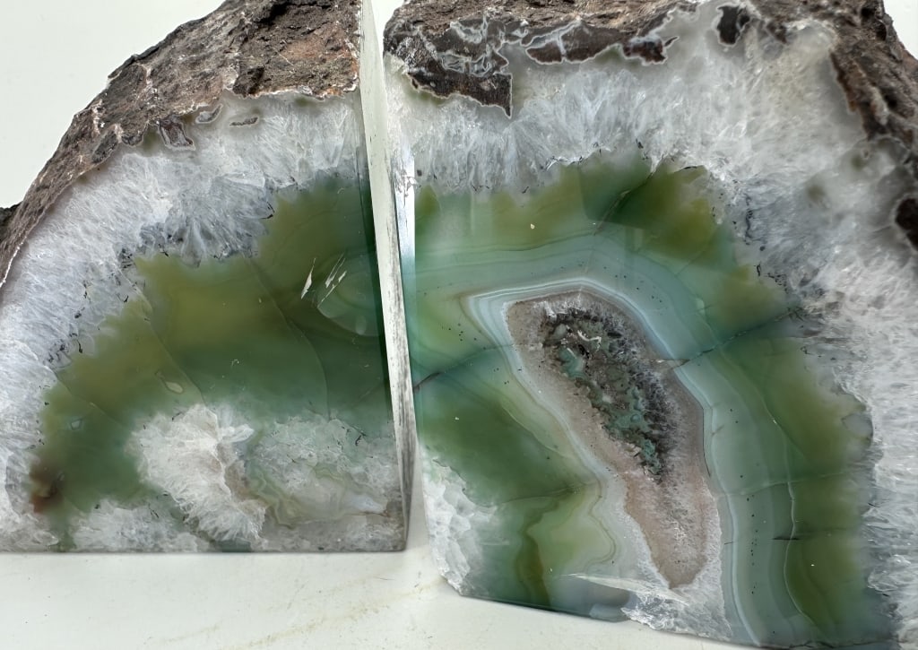 Banded Green Agate Bookends - 3