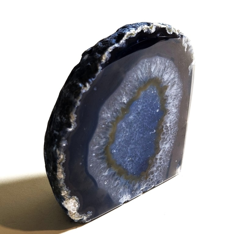 Dyed Blue Agate Stand Up End - Specimen: Item is the exact item in the image - Items have all natural features, characteristics, natural compositional degradation. Bidder is responsible for all value and grade determination - Please