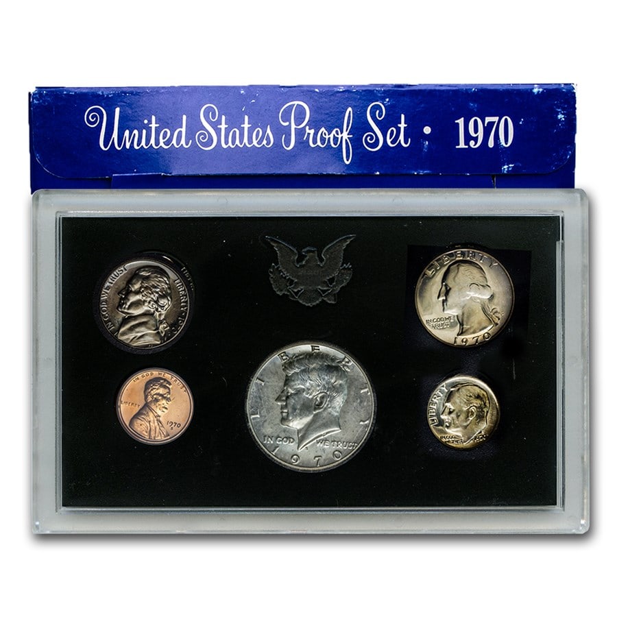 1970 US Mint Proof Set in OMP: Item will have mint issued US Mint Coins -Due to the fact that we have more than one of these items - You may not receive the exact set in the image - But will receive US mint issued coins - Never in