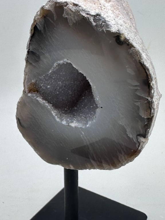 Agate Geode on Stand w/ Druzy Center - 2