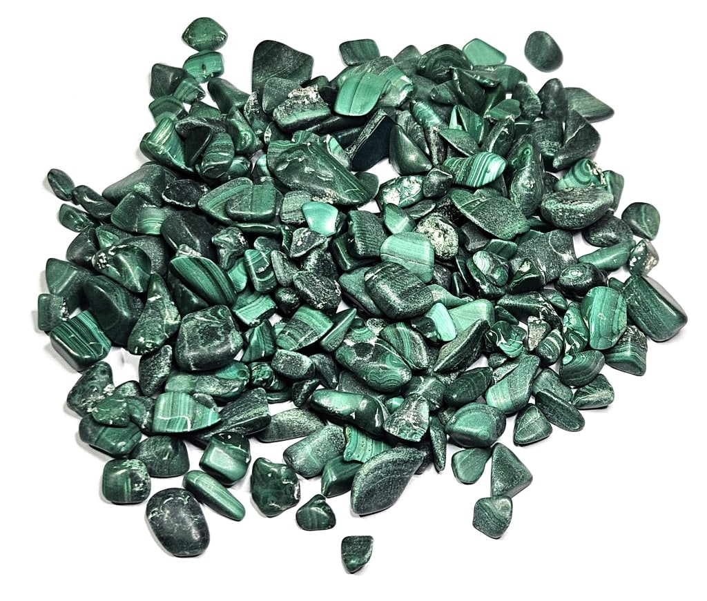381.85 tcw. Natural Malachite Chips: Items are as described in the tile - Please use the image to verify the item - Please review the entire terms and conditions prior to placing any bids- All sales final -