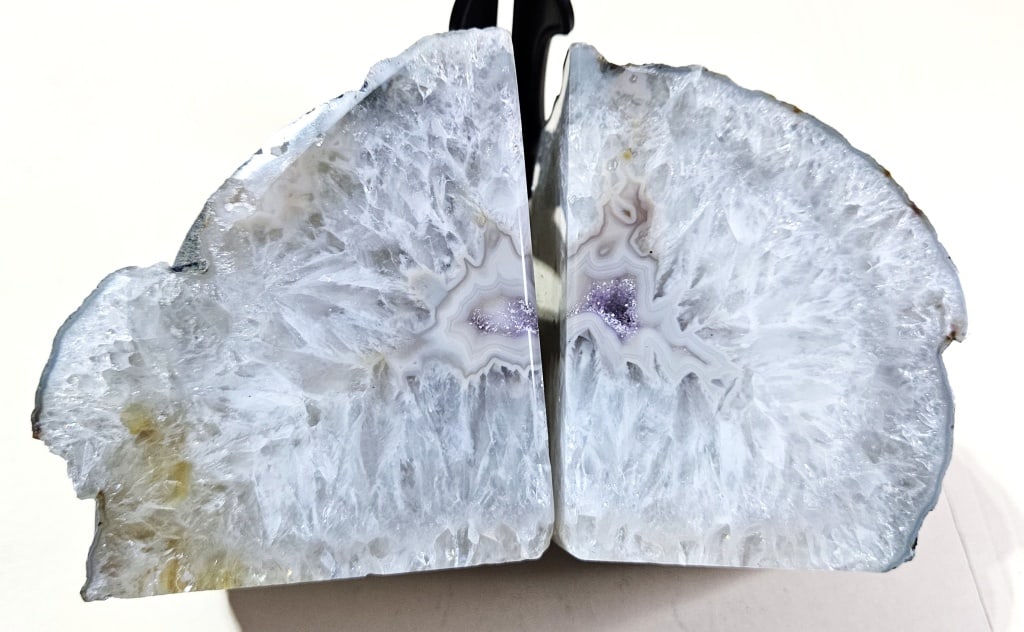 Agate Bookends w/Amethyst Druzy Geode Middle - 4