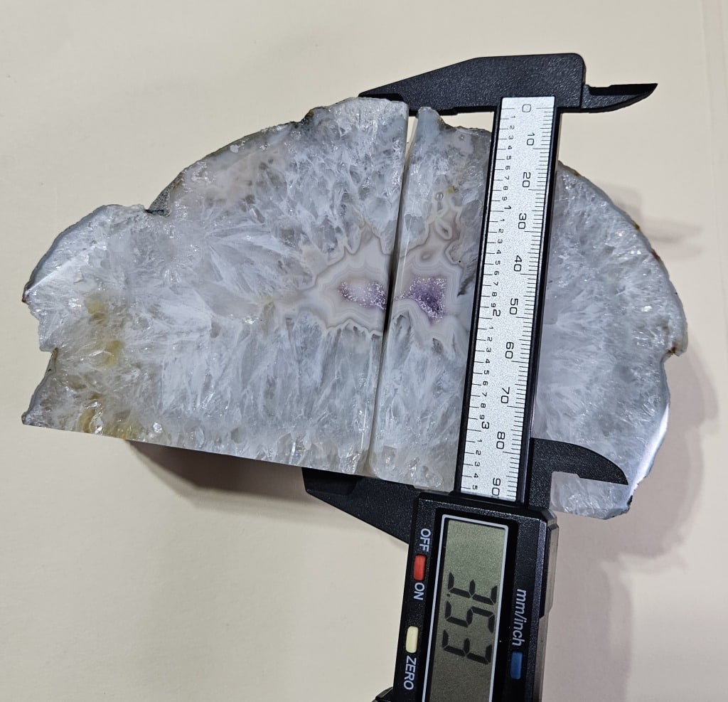 Agate Bookends w/Amethyst Druzy Geode Middle - 8