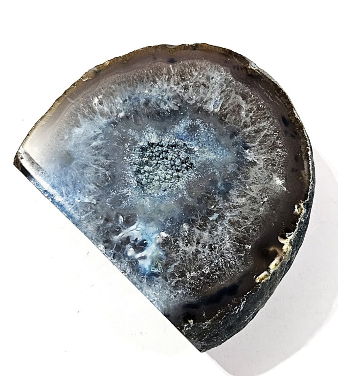 Blue Dyed Agate Stand Up Specimen w/ Druzy Geode - 2