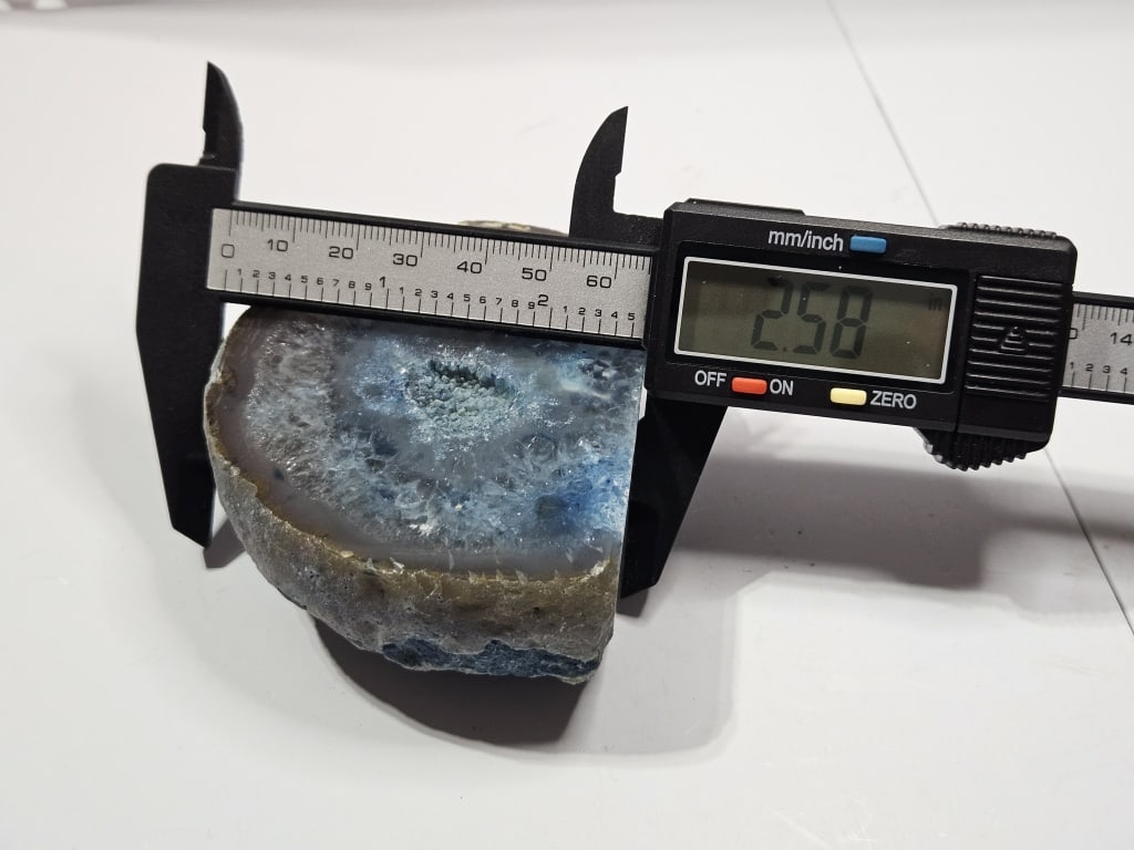 Blue Dyed Agate Stand Up Specimen w/ Druzy Geode - 4