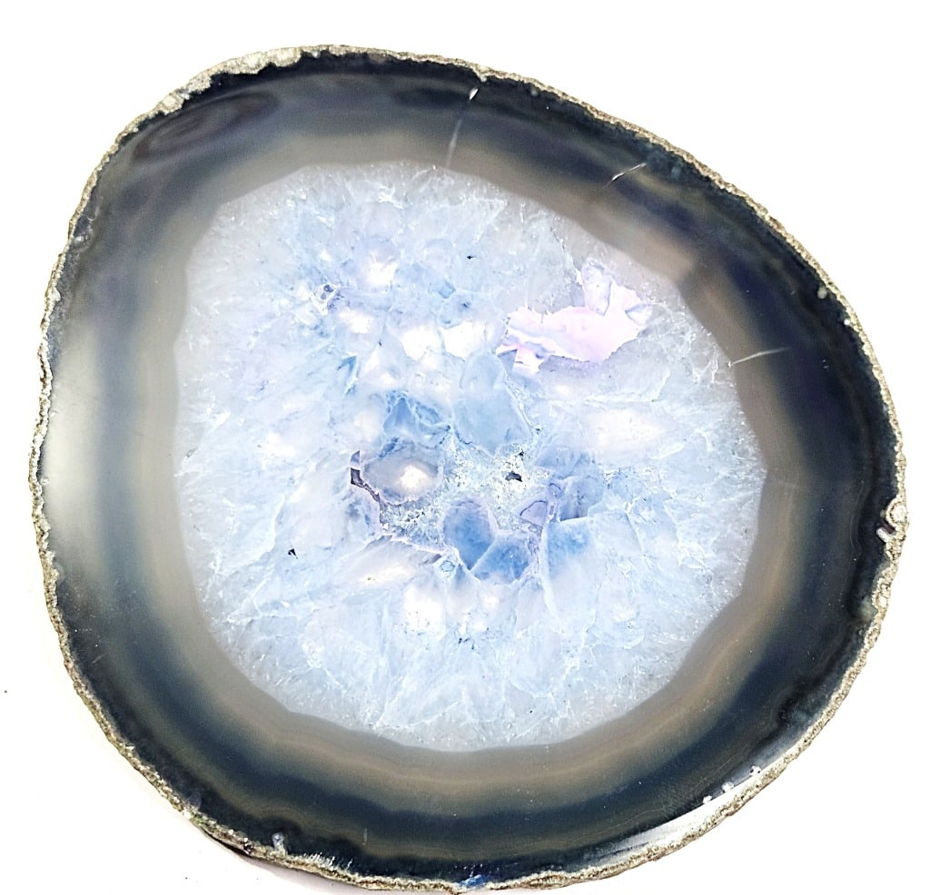 Blue Dyed Agate Slab w/ Geode Middle - 3